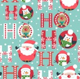 Modelo inconsútil con los ciervos, el pingüino del muñeco de nieve y la cabeza de Papá Noel ho ho ho, libre illustration Modelo inconsútil con los ciervos, el pingüino del muñeco de nieve y la cabeza de Papá Noel ho ho ho, libre illustration