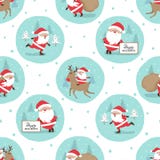 Modelo inconsútil de la Feliz Navidad con Santa Claus linda stock de ilustración Modelo inconsútil de la Feliz Navidad con Santa Claus linda stock de ilustración