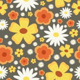 Modelo inconsútil de la flor Abstraiga el fondo floral Manzanilla Flores amarillas y anaranjadas libre illustration Modelo inconsútil de la flor Abstraiga el fondo floral Manzanilla Flores amarillas y anaranjadas libre illustration