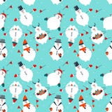 Modelo inconsútil de la Navidad con el muñeco de nieve y la decoración del día de fiesta stock de ilustración Modelo inconsútil de la Navidad con el muñeco de nieve y la decoración del día de fiesta stock de ilustración