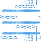 Modelo inconsútil del extracto de la acuarela con las rayas y las ondas horizontales azules stock de ilustración Modelo inconsútil del extracto de la acuarela con las rayas y las ondas horizontales azules stock de ilustración
