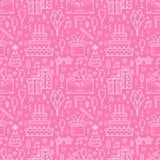 Modelo inconsútil del rosa de la fiesta de cumpleaños, línea ejemplo plana Vector los iconos de la agencia del evento, casandose ilustración del vector Modelo inconsútil del rosa de la fiesta de cumpleaños, línea ejemplo plana Vector los iconos de la agencia del evento, casandose ilustración del vector