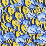 Modelo inconsútil exhausto de la mano de la acuarela con las abejas ilustración del vector Modelo inconsútil exhausto de la mano de la acuarela con las abejas ilustración del vector