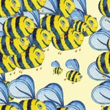 Modelo inconsútil exhausto de la mano de la acuarela con las abejas del vuelo ilustración del vector Modelo inconsútil exhausto de la mano de la acuarela con las abejas del vuelo ilustración del vector