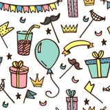 Modelo inconsútil para los partidos y los días de fiesta de los niños stock de ilustración Modelo inconsútil para los partidos y los días de fiesta de los niños stock de ilustración