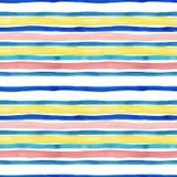 Modelo incons?til rayado de la acuarela con el azul, la turquesa, el amarillo y rayas rosadas en colores pastel en el fondo blanc ilustración del vector Modelo incons?til rayado de la acuarela con el azul, la turquesa, el amarillo y rayas rosadas en colores pastel en el fondo blanc ilustración del vector