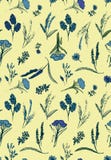 Modelo inconsútil romántico del vector con las flores salvajes azules en fondo pálido ilustración del vector Modelo inconsútil romántico del vector con las flores salvajes azules en fondo pálido ilustración del vector