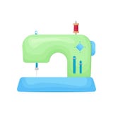 Modelo projetado retro da máquina de costura na cor verde com o carretel da linha na parte superior isolada no branco ilustração stock Modelo projetado retro da máquina de costura na cor verde com o carretel da linha na parte superior isolada no branco ilustração stock