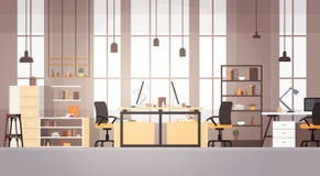 Modern arbetsplats för idérik universitetsområde för kontorsCo-arbete mitt vektor illustrationer Modern arbetsplats för idérik universitetsområde för kontorsCo-arbete mitt vektor illustrationer
