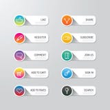 Modern banner button with social icon design options. Vector ill vector illustration Modern banner button with social icon design options. Vector ill vector illustration