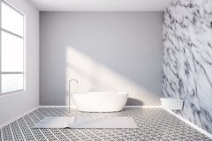 Modern bathroom marble walls and white tub Stock Photo Modern bathroom marble walls and white tub Stock Photo