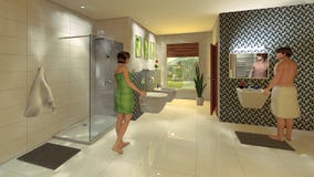 Modern Bathroom with mosaic wall stock illustration Modern Bathroom with mosaic wall stock illustration