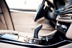 Modern beige interior of new car, close-up details stock photos Modern beige interior of new car, close-up details stock photos