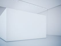 Modern bright gallery with white wall. 3d rendering Stock Photo Modern bright gallery with white wall. 3d rendering Stock Photo