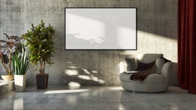 Modern bright interiors with mock up poster frame illustration 3 royalty free illustration Modern bright interiors with mock up poster frame illustration 3 royalty free illustration