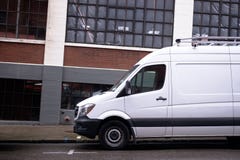 Modern commercial mini van for cargo delivery and industrial bus royalty free stock images Modern commercial mini van for cargo delivery and industrial bus royalty free stock images
