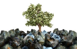 Modern concept winst van het recycling van geldboom die uit o kweken stock illustratie Modern concept winst van het recycling van geldboom die uit o kweken stock illustratie