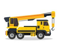 Modern Crane Truck Flat Construction Vehicle illustration royaltyfri illustrationer Modern Crane Truck Flat Construction Vehicle illustration royaltyfri illustrationer