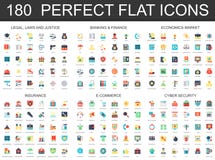 180 modern flat icon set of Legal law justice, banking finance, economics market, insurance, e commerce, cyber security. Icons royalty free illustration 180 modern flat icon set of Legal law justice, banking finance, economics market, insurance, e commerce, cyber security. Icons royalty free illustration