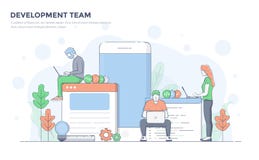 Flat Line Modern Concept Illustration - Development Team Stock Images Flat Line Modern Concept Illustration - Development Team Stock Images