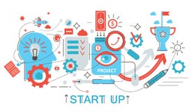 Modern Flat thin Line design Start up and development concept for web banner website, presentation, flyer and poster. Stock Photos Modern Flat thin Line design Start up and development concept for web banner website, presentation, flyer and poster. Stock Photos