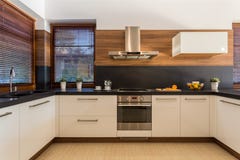 Modern furniture in luxury kitchen