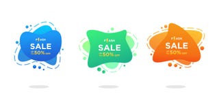 Modern geometric liquid colorful set. Vector template banners flash sale. Can use for web, mobile app, and print design. Isolated royalty free illustration Modern geometric liquid colorful set. Vector template banners flash sale. Can use for web, mobile app, and print design. Isolated royalty free illustration