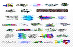 Modern glitch collection. Tv noise glitches, monitor signal decay and screen bug. Digital data glitched signals texture royalty free illustration Modern glitch collection. Tv noise glitches, monitor signal decay and screen bug. Digital data glitched signals texture royalty free illustration