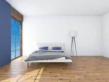 Modern interior of a bedroom 3d rendering royalty free illustration Modern interior of a bedroom 3d rendering royalty free illustration