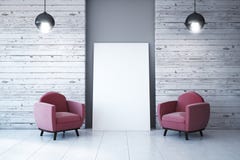 Modern interior with empty poster royalty free illustration Modern interior with empty poster royalty free illustration
