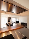 Beautiful kitchen and living in luxury apartment stock photography Beautiful kitchen and living in luxury apartment stock photography