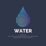 Modern line vector logo of the water drop stock illustration Modern line vector logo of the water drop stock illustration