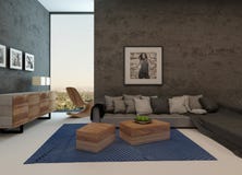 Modern Living Room Interior With Concrete Walls Royalty Free Stock Photos Modern Living Room Interior With Concrete Walls Royalty Free Stock Photos