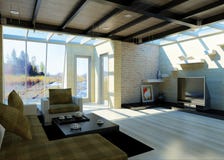 Modern livingroom with large windows. vector illustration Modern livingroom with large windows. vector illustration