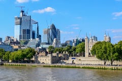 Modern and Old Buildings in London Cityscape Viewed from Tower Bridge stock photos Modern and Old Buildings in London Cityscape Viewed from Tower Bridge stock photos