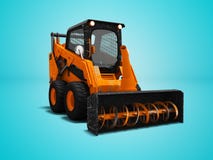 Modern orange loader snow blower with scuffs isolated 3d render on blue background with shadow royalty free illustration Modern orange loader snow blower with scuffs isolated 3d render on blue background with shadow royalty free illustration