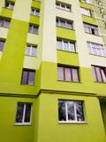 Modern panel apartment building with plastic windows and insulated walls royalty free stock photography Modern panel apartment building with plastic windows and insulated walls royalty free stock photography