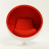Modern red ball chair isolated on white background