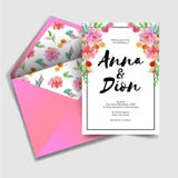 Modern sweet wedding invitation, rsvp watercolor flower stock illustration Modern sweet wedding invitation, rsvp watercolor flower stock illustration