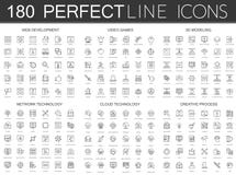 180 modern thin line icons set of web development, video games, 3d modeling, network technology, cloud data technology