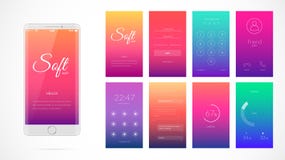 Modern UI screen design for mobile app with web icons. stock illustration Modern UI screen design for mobile app with web icons. stock illustration