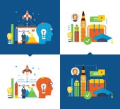 Modern utbildning och distansutbildning, kreativitet, idérikt tänka, vision vektor illustrationer Modern utbildning och distansutbildning, kreativitet, idérikt tänka, vision vektor illustrationer