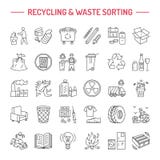 Modern vector line icon of waste sorting, recycling. Garbage collection. Recyclable waste - paper, glass, plastic, metal. Linear p Royalty Free Stock Image Modern vector line icon of waste sorting, recycling. Garbage collection. Recyclable waste - paper, glass, plastic, metal. Linear p Royalty Free Stock Image