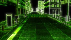 Modern wireframe green lines digital building model futuristic information concept construction business future