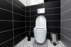 Ongebruikt Modern zwart-wit toilet stock afbeelding. Afbeelding bestaande uit UC-28