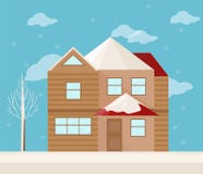 Moderne architectuurvoorgevel van een huis De winter Vectorillustratie als achtergrond stock illustratie Moderne architectuurvoorgevel van een huis De winter Vectorillustratie als achtergrond stock illustratie
