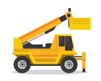 Moderne Crane Lift Truck Flat Construction-Voertuigillustratie stock illustratie Moderne Crane Lift Truck Flat Construction-Voertuigillustratie stock illustratie