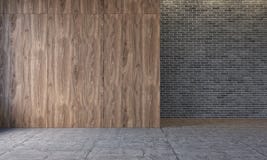 Moderner Dachbodeninnenraum mit hölzernen Wänden, Backsteinmauer, konkreter Boden Leerer Raum, leere Wand vektor abbildung Moderner Dachbodeninnenraum mit hölzernen Wänden, Backsteinmauer, konkreter Boden Leerer Raum, leere Wand vektor abbildung