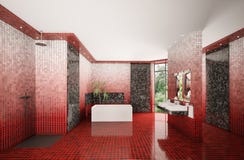 Modernes Badezimmer Innen3d übertragen vektor abbildung Modernes Badezimmer Innen3d übertragen vektor abbildung