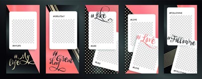 Modni editable Instagram opowieści szablony, wektorowa ilustracja ilustracji Modni editable Instagram opowieści szablony, wektorowa ilustracja ilustracji